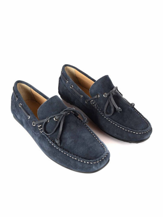 Leather Women's Moccasins in Blue Color