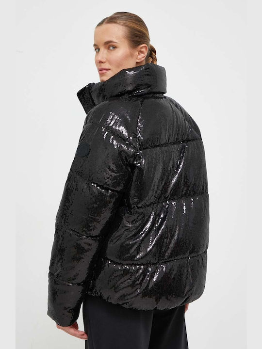 DKNY Kurz Damen Puffer Jacke für Winter Schwarz