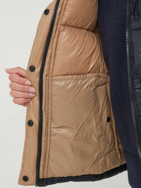 Κοντό Γυναικείο Puffer Μπουφάν για Χειμώνα Μαύρο