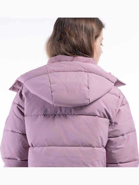 Scurtă Jachetă de femei Puffer pentru iarnă Roz