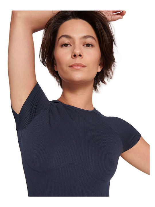 Lingerie Short Sleeve Bodysuit Navy Blue