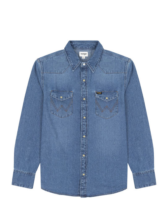 Long-sleeved Denim Shirt Blue