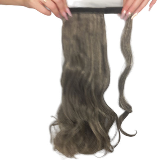 Synthetic Ponytail Hairpiece with Comb Curly Light Gray Colour M4/613