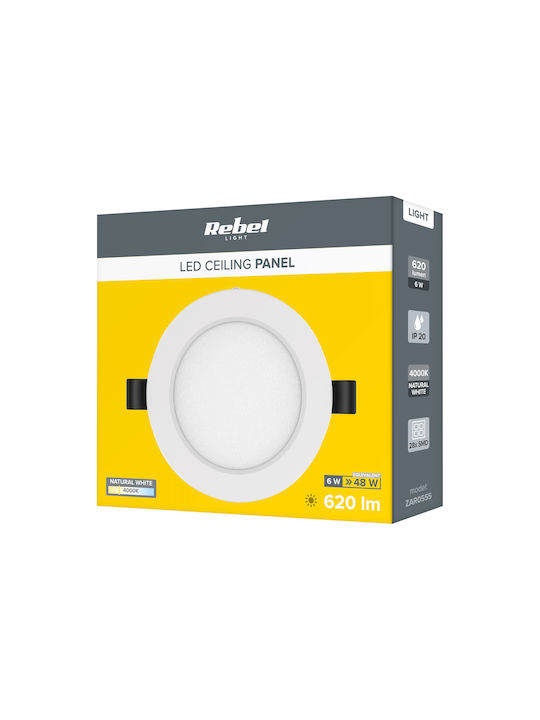 Rebel Rund Vertieft LED Panel 6W mit Natürliches Weiß Licht 4000K