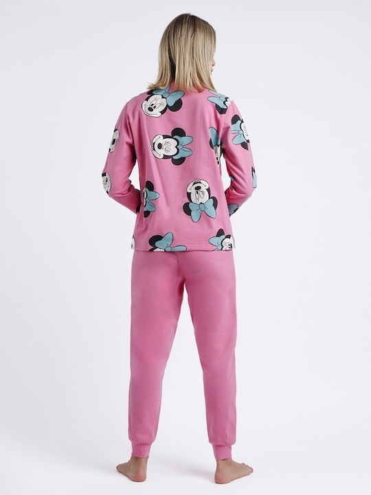 Disney Winter Damen Pyjama-Set Baumwolle Rosa