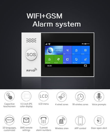 PGST H Wireless Alarm System with 3 Motion Detectors , 10 Door Sensors , Siren , 3 Remotes and 3 Tags (Wi-Fi)