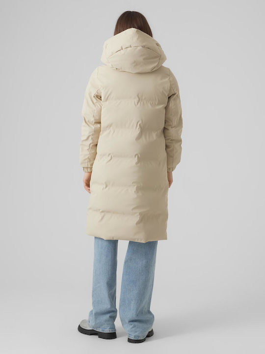 Vero Moda Lang Damen Puffer Jacke für Winter Beige