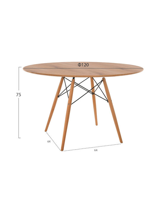 Minimal Round Table Kitchen Wooden Natural 64x64x75cm