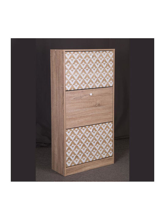 1873 Wooden Shoe Organizer with 3 Shelves Sonoma - White 60x23.5x117cm