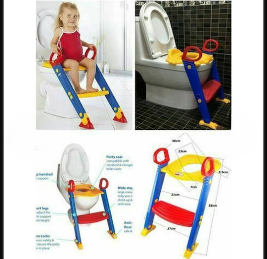 Toddler Toilet Seat with Footrest Handles and Multicolour Removable Cushion