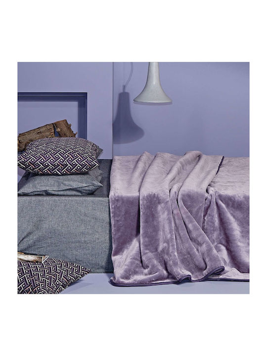 Kentia Notte Κουβέρτα Βελουτέ Ημίδιπλη 180x220εκ. 42 Mauve