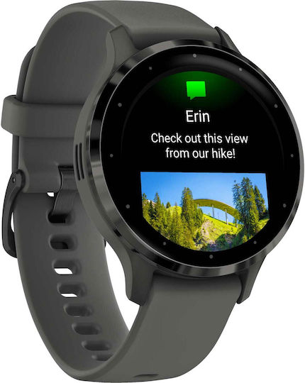 Garmin Venu 3S Stainless Steel 41mm Waterproof Smartwatch with Heart Rate Monitor (Slate Stainless Steel Bezel with Pebble Gray Case and Silicone Band)