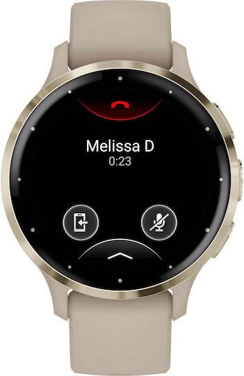 Garmin Venu 3S Stainless Steel 41mm Αδιάβροχο Smartwatch με Παλμογράφο (Soft Gold Stainless Steel Bezel with French Gray Case and Silicone Band)