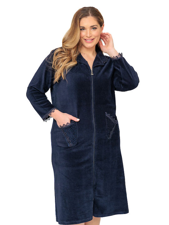 Women's solid blue robe (2005B)