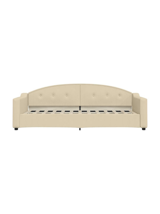 Sofa Bett Einzelbett Mit Stoff bezogen Beige mit Latten für Matratze 80x200cm