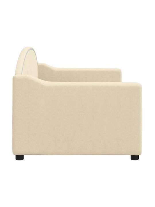 Sofa Bett Einzelbett Mit Stoff bezogen Beige mit Latten für Matratze 80x200cm