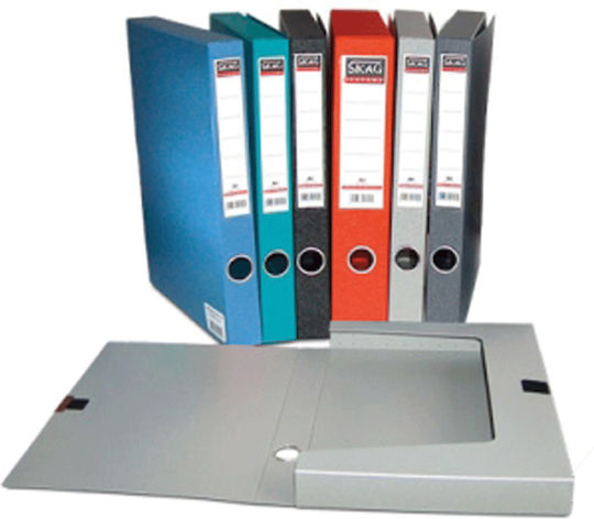 Skag Plastic File Box with Buttons 32x3.7x36.5cm A4 Turquoise