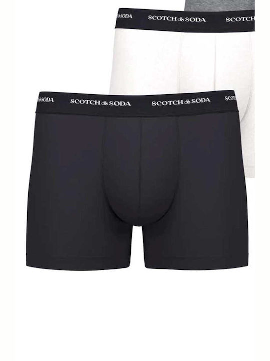 Scotch & Soda Boxeri pentru bărbați Negru/gri/alb 3Pachet