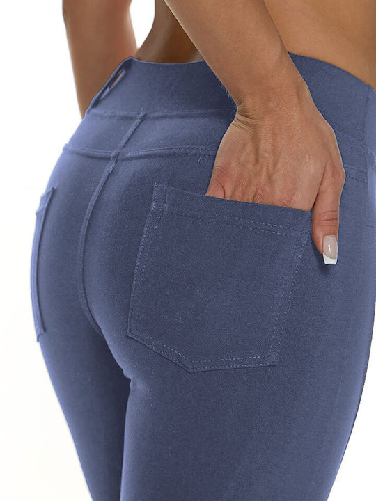 Pantaloni Dama High Rise Albastru