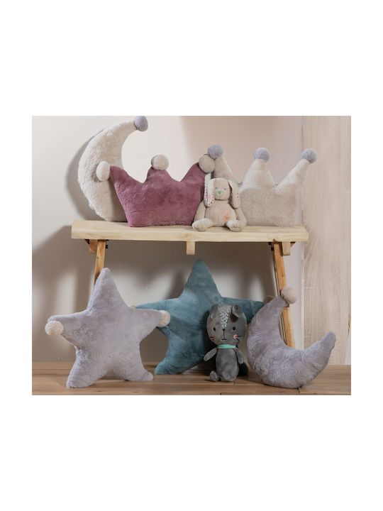 Nef-Nef Homeware Παιδικό Διακοσμητικό Μαξιλάρι Moon Γκρι 30x25εκ.