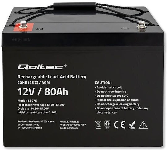 Qoltec Μπαταρία UPS με Χωρητικότητα 80Ah και Τάση 12V 53075