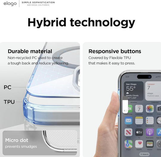Elago Hybrid Back Cover Plastic / Silicone 1.2mm Transparent (iPhone 15 Pro Max)