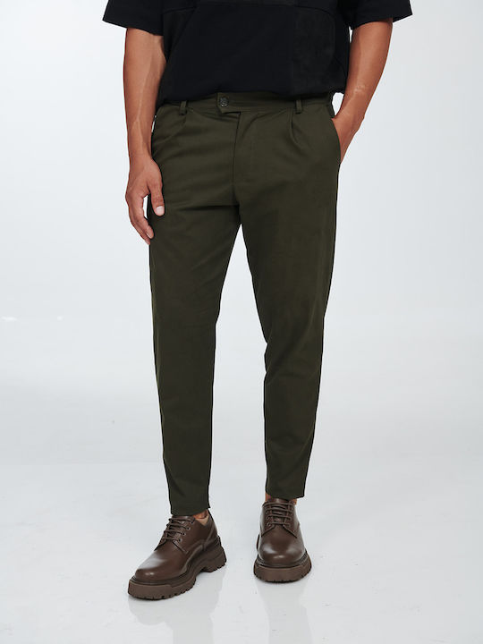 P/Coc Men's Trousers Elastic in Loose Fit Khaki