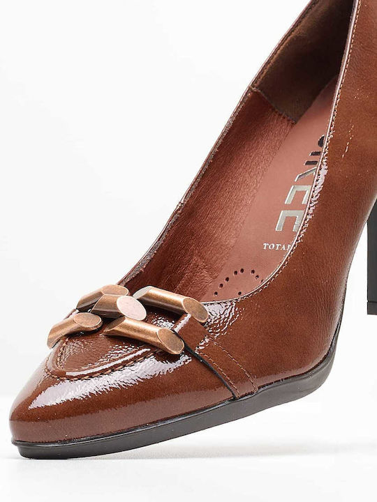 Desiree Shoes Leather Tabac Brown Heels