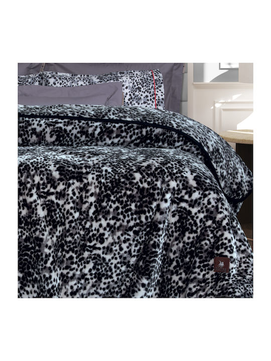 Greenwich Polo Club 3434 Velvet Single Blanket 160x220cm Gray - Black