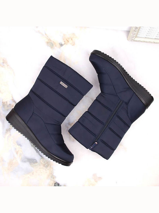 Snow Boots with Rubber / Zipper Navy Blue