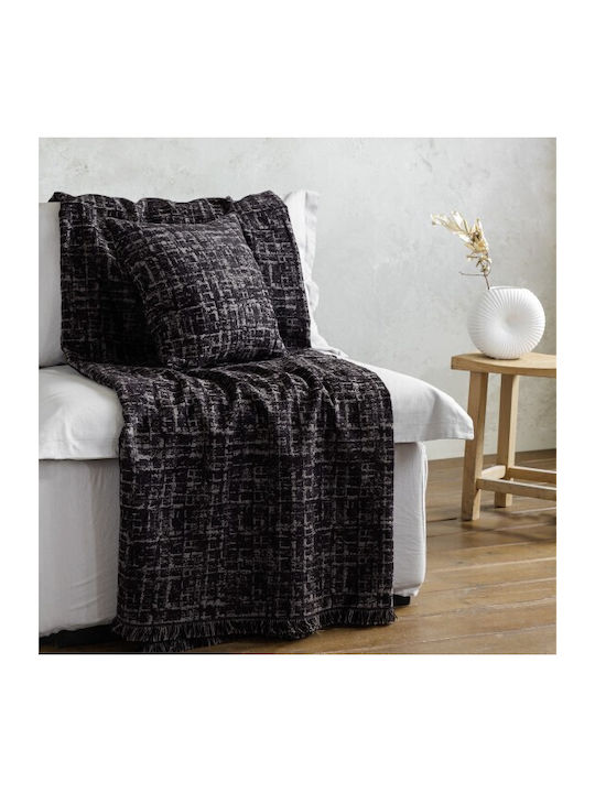 Nima Three-Seater Sofa Throw 2 Sides Cantata 180x300cm Black