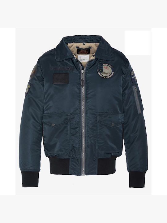 Schott NYC Ανδρικό Χειμωνιάτικο Μπουφάν Bomber Μπλε