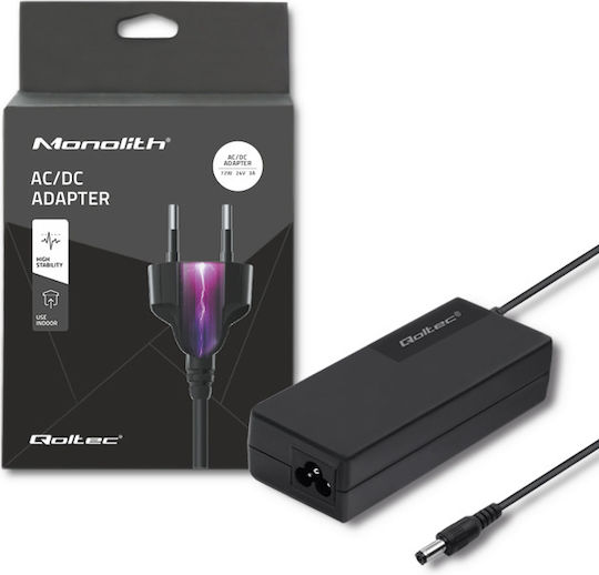 Qoltec Universal Φορτιστής Laptop 72W 24V 3A με Αποσπώμενο Καλώδιο Τροφοδοσίας