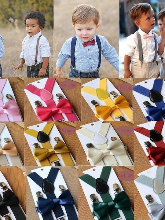 TakTakBaby Kids Suspenders Set with Tie with 3 Clips Black