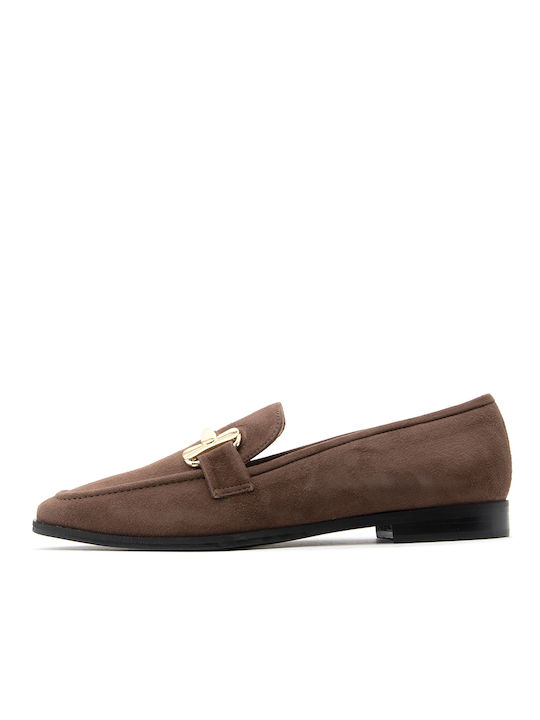 Fardoulis Leather Women's Moccasins in Brown Color