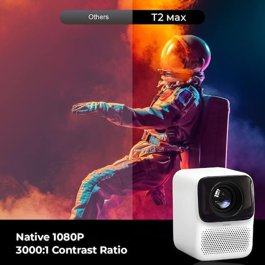 Wanbo T2 Max New Mini Projektor LCD Full HD LED-Lampe mit Wi-Fi und Eingebauten Lautsprechern Weiß