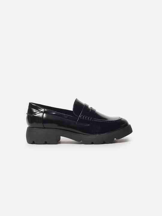 InShoes Patent Leather Women's Loafers in Black Color