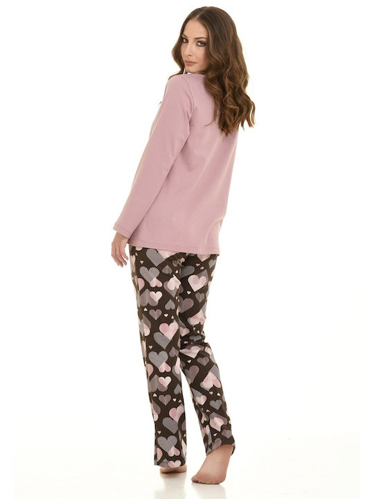 Zen by Daisy Winter Baumwolle Damen Pyjama-Hose Rosa