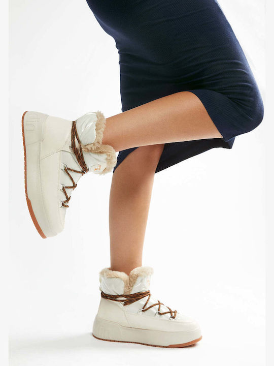 Women's Ankle Boots with Fur Beige