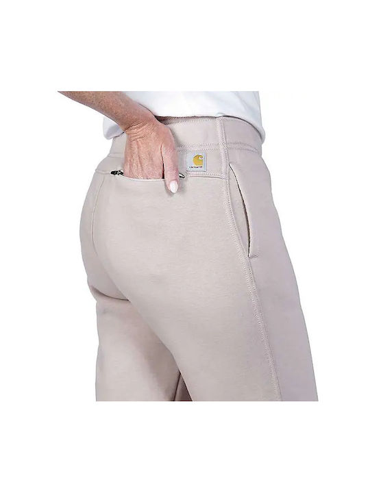 Carhartt Pantaloni de trening pentru femei cu cauciuc Maro Fleece