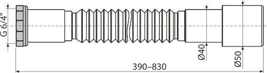 Kunststoff Siphon Spülbecken Flexibel mit Ausgang 38mm Weiß 6/4"×40/50