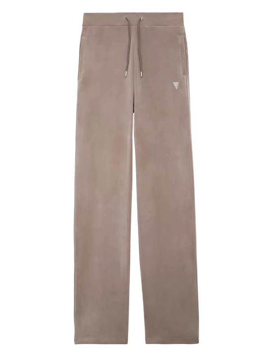 High Waist Velvet Brown Sweatpants
