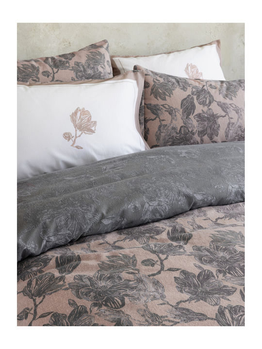 Nima Pristine Σετ Σεντόνια Υπέρδιπλα Φανελένια 240x260εκ. Γκρι, Ροζ (4τμχ)