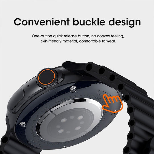 Microwear 9 ULTRA Pro Smartwatch με Παλμογράφο (Silver / Orange)