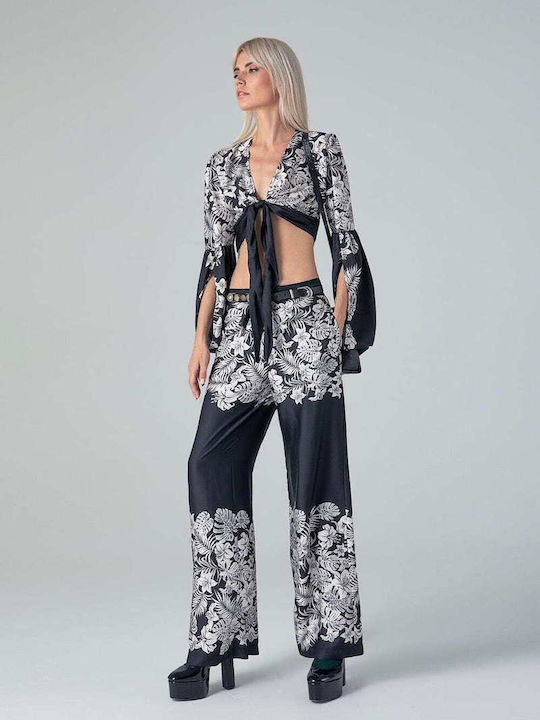 Damen Stoff Hose Schwarz