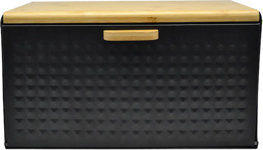 Ankor Кутия за хляб с капак Метал Черна 35.2x21.5x19.5см