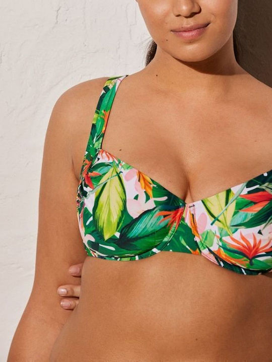 Topuri De Bikini Triunghi Cupe F Floral Verde