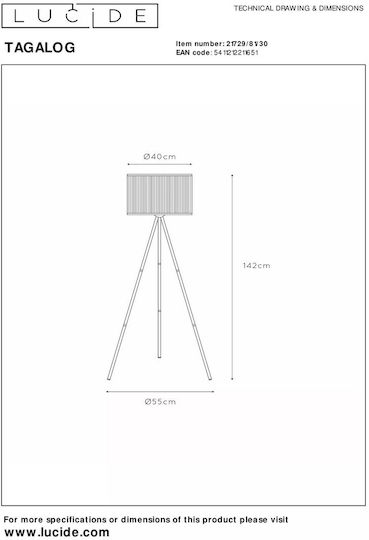 Lucide Lightning Floor Lamp H142cm. Black