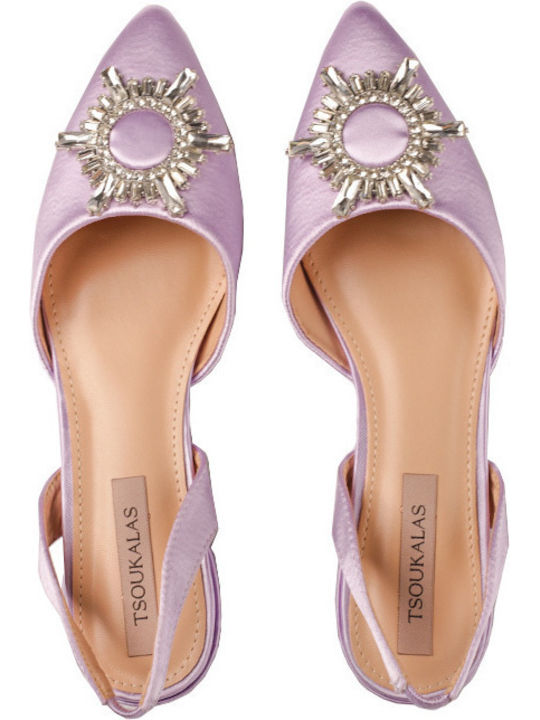 Satin Damen Ballerinas in Lila Farbe 451720PU