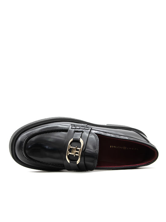 Leather Women's Loafers in Black Color